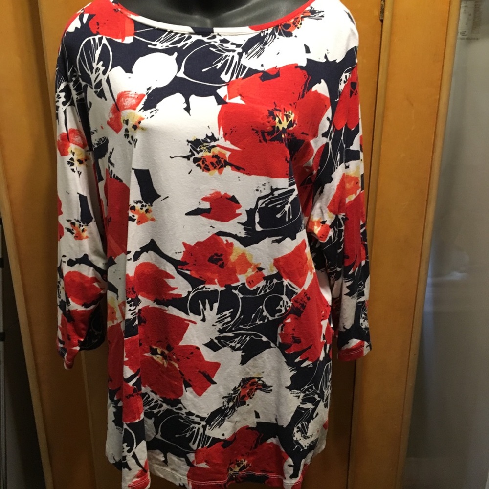 Casual ColdWater Creek Shirt Top Red Floral